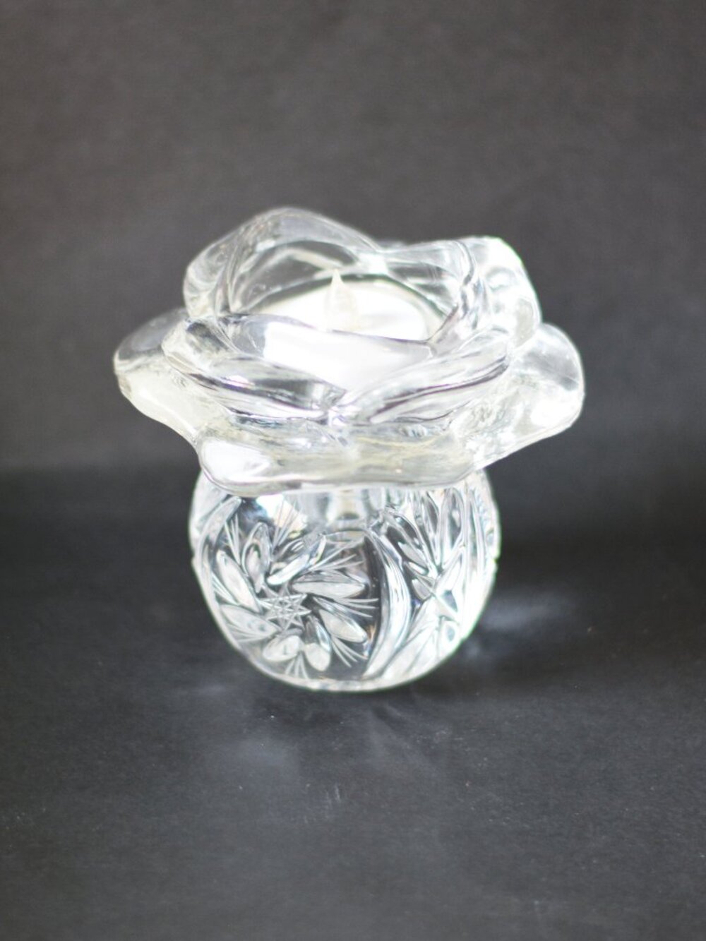 🧡 Glass Rose Tealight Candle Holder